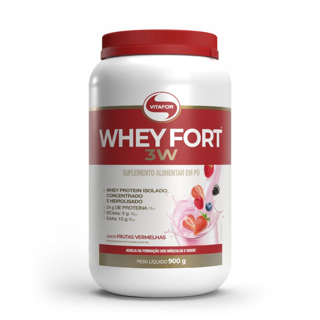 Whey 3W Vitafor 900g Frutas Vermelhas