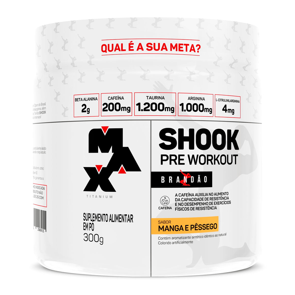 Shook Pre-Workout Max Titanium 300g Manga e Pêssego