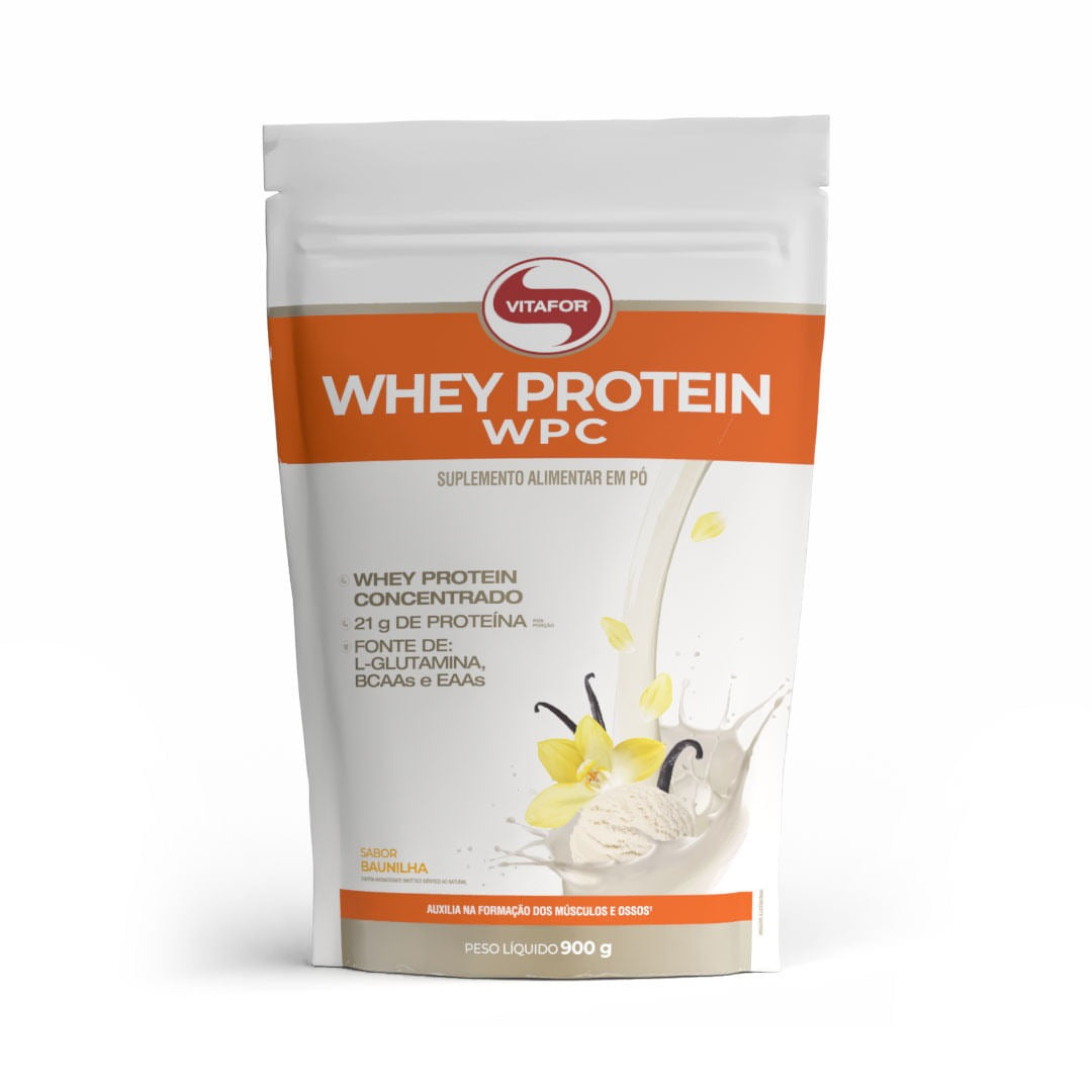 Whey Protein Pouch Vitafor 900g Baunilha