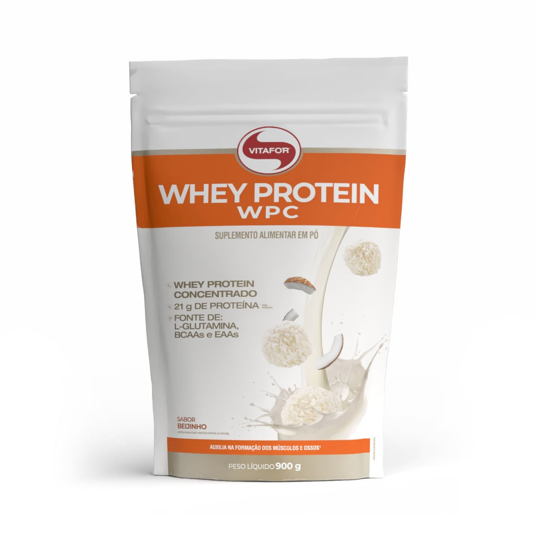 Whey Protein Pouch Vitafor 900g Beijinho