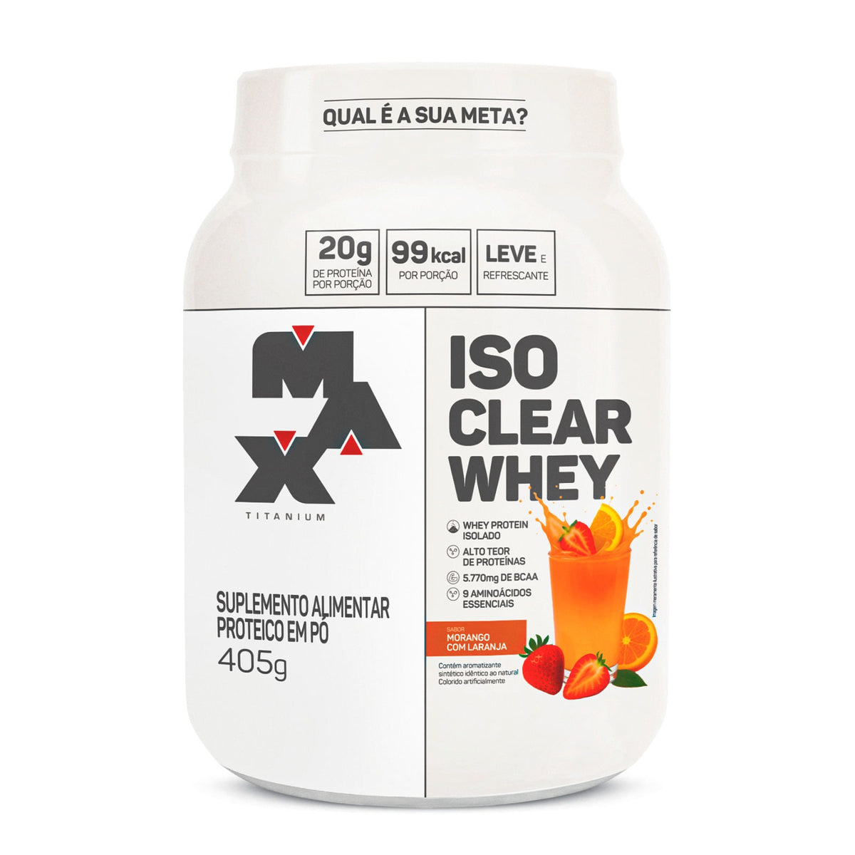 Iso Clear Whey Max Titanium 405g Morango Laranja