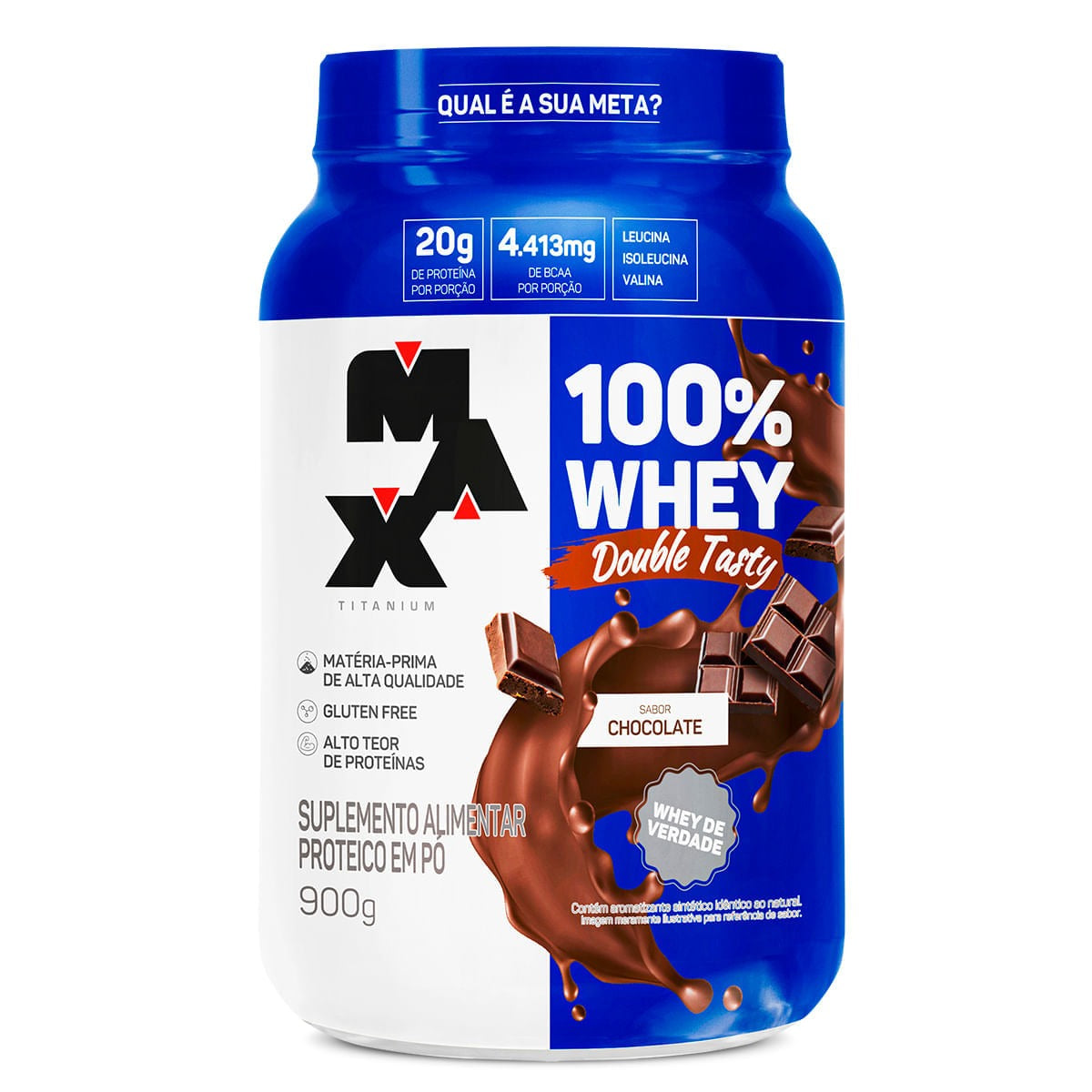Whey 100 Double Tasty Max Titanium 900g Chocolate