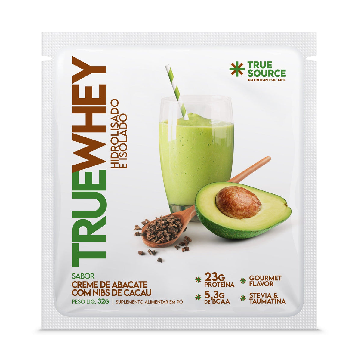 Whey Abacate Nibs True Source 32g Sache Cacau