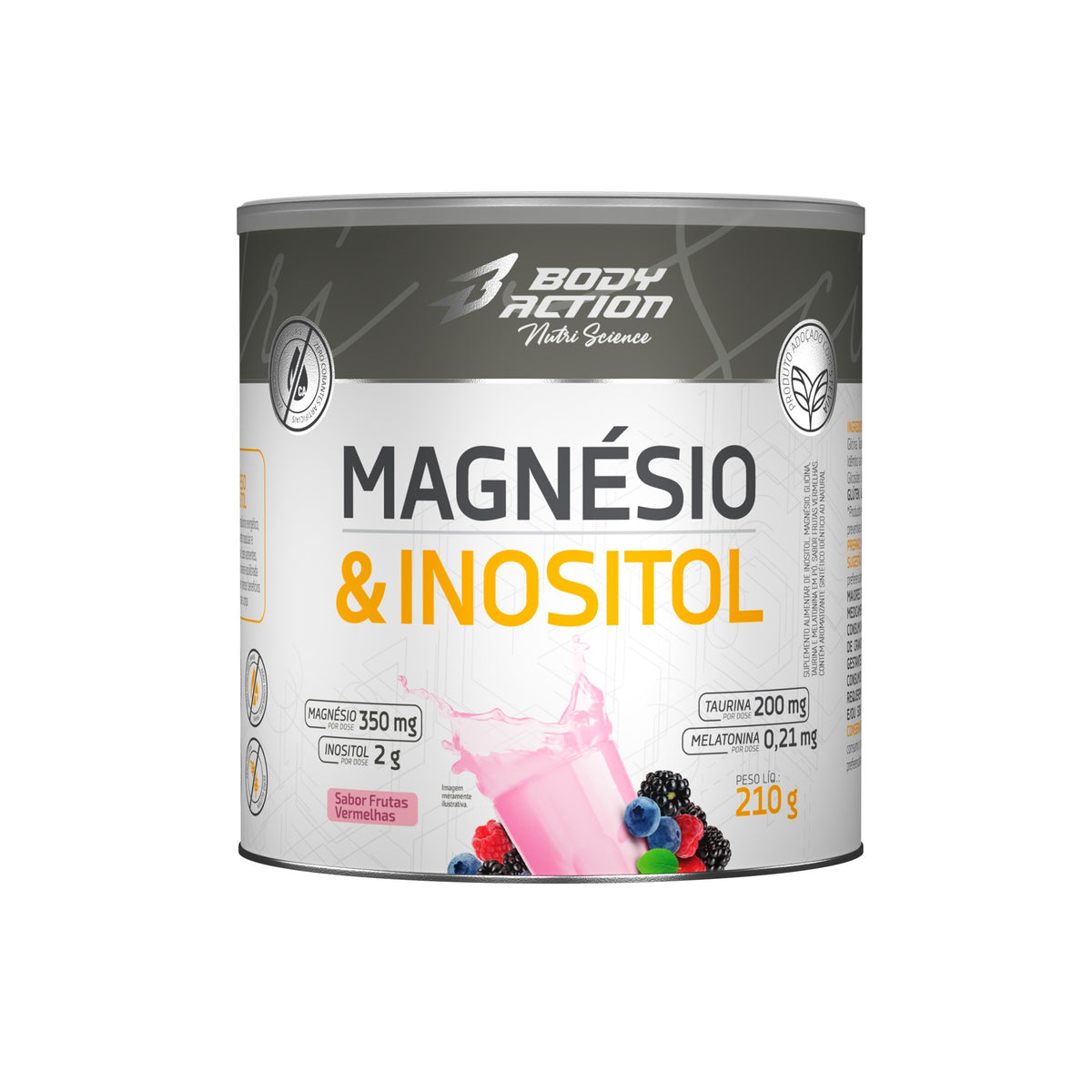 Magnésio e Inositol Body Action 210g Frutas Vermelhas