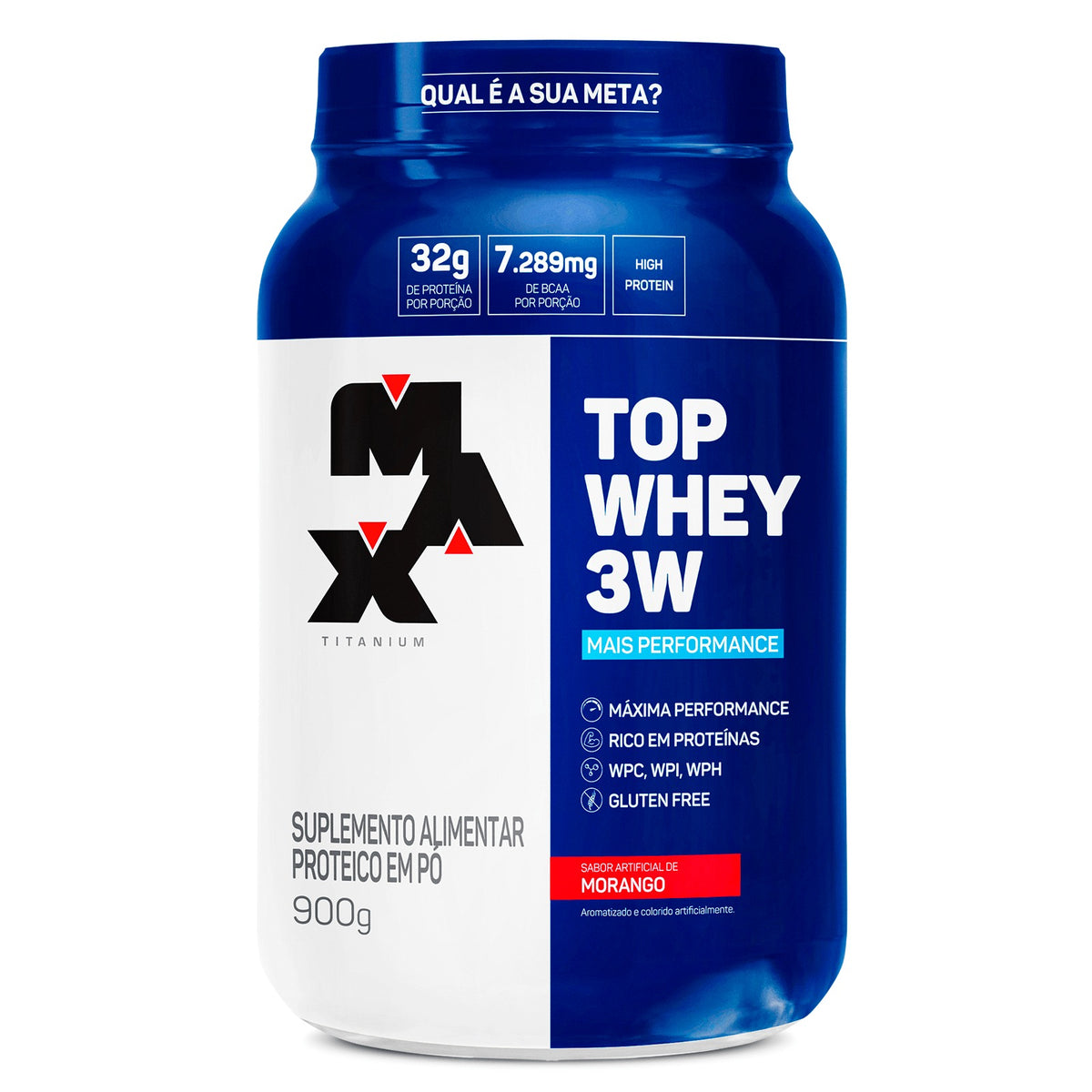 Top Whey 3W Max Titanium 900g Morango